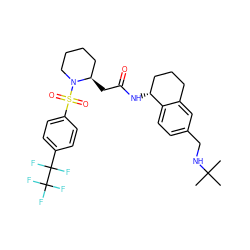 CC(C)(C)NCc1ccc2c(c1)CCC[C@H]2NC(=O)C[C@@H]1CCCCN1S(=O)(=O)c1ccc(C(F)(F)C(F)(F)F)cc1 ZINC000036161376