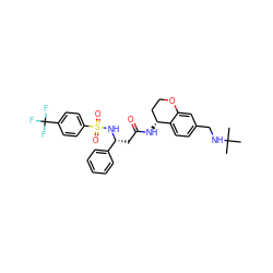 CC(C)(C)NCc1ccc2c(c1)OCC[C@H]2NC(=O)C[C@@H](NS(=O)(=O)c1ccc(C(F)(F)F)cc1)c1ccccc1 ZINC000028644109