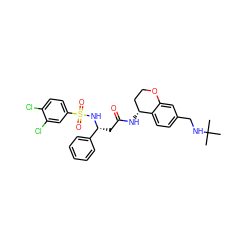 CC(C)(C)NCc1ccc2c(c1)OCC[C@H]2NC(=O)C[C@@H](NS(=O)(=O)c1ccc(Cl)c(Cl)c1)c1ccccc1 ZINC000028644459