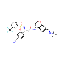 CC(C)(C)NCc1ccc2c(c1)OCC[C@H]2NC(=O)C[C@@H](NS(=O)(=O)c1cccc(C(F)(F)F)c1)c1ccc(C#N)cc1 ZINC000028643130