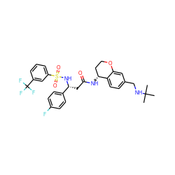 CC(C)(C)NCc1ccc2c(c1)OCC[C@H]2NC(=O)C[C@@H](NS(=O)(=O)c1cccc(C(F)(F)F)c1)c1ccc(F)cc1 ZINC000028643054