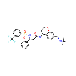 CC(C)(C)NCc1ccc2c(c1)OCC[C@H]2NC(=O)C[C@@H](NS(=O)(=O)c1cccc(C(F)(F)F)c1)c1ccccc1 ZINC000028643962