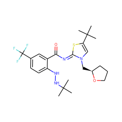 CC(C)(C)NNc1ccc(C(F)(F)F)cc1C(=O)/N=c1\sc(C(C)(C)C)cn1C[C@H]1CCCO1 ZINC000118252056