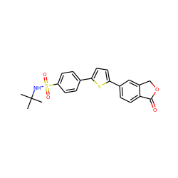 CC(C)(C)NS(=O)(=O)c1ccc(-c2ccc(-c3ccc4c(c3)COC4=O)s2)cc1 ZINC000653716007