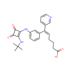 CC(C)(C)Nc1c(Nc2cccc(/C(=C\CCCC(=O)O)c3cccnc3)c2)c(=O)c1=O ZINC000101114030