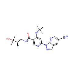 CC(C)(C)Nc1cc(-n2ncc3cc(C#N)cnc32)ncc1C(=O)NC[C@@H](F)C(C)(C)O ZINC001772626341