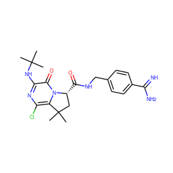 CC(C)(C)Nc1nc(Cl)c2n(c1=O)[C@H](C(=O)NCc1ccc(C(=N)N)cc1)CC2(C)C ZINC000034208199