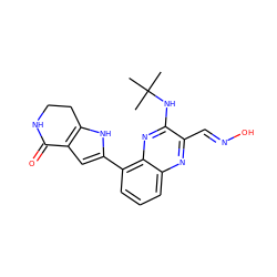 CC(C)(C)Nc1nc2c(-c3cc4c([nH]3)CCNC4=O)cccc2nc1/C=N/O ZINC001772611417