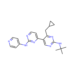 CC(C)(C)Nc1ncc(-c2ccnc(Nc3ccncc3)n2)c(CC2CC2)n1 ZINC000653721416