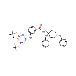 CC(C)(C)OC(=O)/N=C(\NC(=O)OC(C)(C)C)Nc1cccc(C(=O)NCC2(Nc3ccccc3)CCN(Cc3ccccc3)CC2)c1 ZINC000299826530