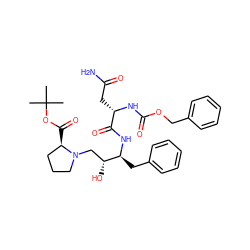 CC(C)(C)OC(=O)[C@@H]1CCCN1C[C@@H](O)[C@H](Cc1ccccc1)NC(=O)[C@H](CC(N)=O)NC(=O)OCc1ccccc1 ZINC000026391857