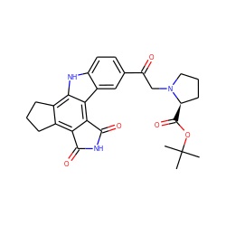 CC(C)(C)OC(=O)[C@@H]1CCCN1CC(=O)c1ccc2[nH]c3c4c(c5c(c3c2c1)C(=O)NC5=O)CCC4 ZINC000073224779