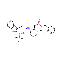 CC(C)(C)OC(=O)[C@H](Cc1c[nH]c2ccccc12)N[C@H]1CCCN2C(=O)N(Cc3ccccc3)C(=O)C[C@H]12 ZINC000028385016