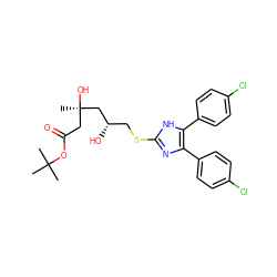 CC(C)(C)OC(=O)C[C@@](C)(O)C[C@@H](O)CSc1nc(-c2ccc(Cl)cc2)c(-c2ccc(Cl)cc2)[nH]1 ZINC000027441174