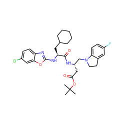 CC(C)(C)OC(=O)C[C@@H](CN1CCc2cc(F)ccc21)NC(=O)[C@H](CC1CCCCC1)Nc1nc2ccc(Cl)cc2o1 ZINC000014971652