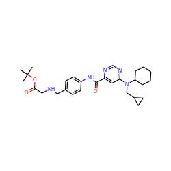 CC(C)(C)OC(=O)CNCc1ccc(NC(=O)c2cc(N(CC3CC3)C3CCCCC3)ncn2)cc1 ZINC000145392324