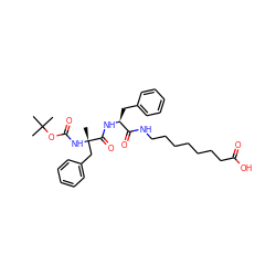 CC(C)(C)OC(=O)N[C@@](C)(Cc1ccccc1)C(=O)N[C@@H](Cc1ccccc1)C(=O)NCCCCCCCC(=O)O ZINC000029411876