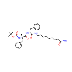 CC(C)(C)OC(=O)N[C@@](C)(Cc1ccccc1)C(=O)N[C@H](Cc1ccccc1)C(=O)NCCCCCCCCC(N)=O ZINC000029409165