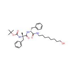 CC(C)(C)OC(=O)N[C@@](C)(Cc1ccccc1)C(=O)N[C@H](Cc1ccccc1)C(=O)NCCCCCCCCO ZINC000029404662