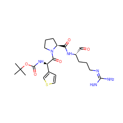 CC(C)(C)OC(=O)N[C@@H](C(=O)N1CCC[C@H]1C(=O)N[C@H](C=O)CCCN=C(N)N)c1ccsc1 ZINC000013861287