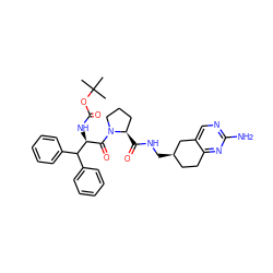 CC(C)(C)OC(=O)N[C@@H](C(=O)N1CCC[C@H]1C(=O)NC[C@@H]1CCc2nc(N)ncc2C1)C(c1ccccc1)c1ccccc1 ZINC000027876143