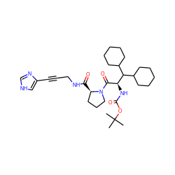 CC(C)(C)OC(=O)N[C@@H](C(=O)N1CCC[C@H]1C(=O)NCC#Cc1c[nH]cn1)C(C1CCCCC1)C1CCCCC1 ZINC000026668988