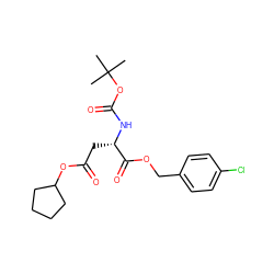 CC(C)(C)OC(=O)N[C@@H](CC(=O)OC1CCCC1)C(=O)OCc1ccc(Cl)cc1 ZINC000026170816