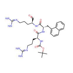 CC(C)(C)OC(=O)N[C@@H](CCCN=C(N)N)C(=O)N[C@@H](Cc1cccc2ccccc12)C(=O)N[C@H](C=O)CCCN=C(N)N ZINC000029331278