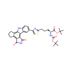 CC(C)(C)OC(=O)N[C@@H](CCCc1nc(-c2ccc3[nH]c4c5c(c6c(c4c3c2)C(=O)NC6=O)CCC5)cs1)C(=O)OC(C)(C)C ZINC000028897229