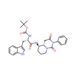 CC(C)(C)OC(=O)N[C@@H](Cc1c[nH]c2ccccc12)C(=O)N[C@@H]1CCCN2C(=O)N(c3ccccc3)C(=O)C[C@@H]12 ZINC000026376261