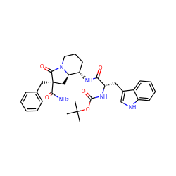 CC(C)(C)OC(=O)N[C@@H](Cc1c[nH]c2ccccc12)C(=O)N[C@H]1CCCN2C(=O)[C@](Cc3ccccc3)(C(N)=O)C[C@H]12 ZINC000028094327