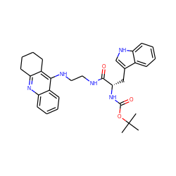 CC(C)(C)OC(=O)N[C@@H](Cc1c[nH]c2ccccc12)C(=O)NCCNc1c2c(nc3ccccc13)CCCC2 ZINC000040979400