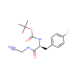 CC(C)(C)OC(=O)N[C@@H](Cc1ccc(F)cc1)C(=O)NCC#N ZINC000013676572