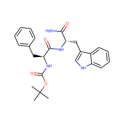 CC(C)(C)OC(=O)N[C@@H](Cc1ccccc1)C(=O)N[C@@H](Cc1c[nH]c2ccccc12)C(N)=O ZINC000013755594