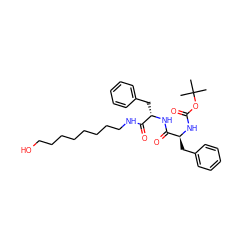 CC(C)(C)OC(=O)N[C@@H](Cc1ccccc1)C(=O)N[C@@H](Cc1ccccc1)C(=O)NCCCCCCCCO ZINC000013755608