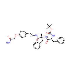 CC(C)(C)OC(=O)N[C@@H](Cc1ccccc1)C(=O)N[C@](C)(Cc1ccccc1)C(=O)NCCc1ccc(OCC(N)=O)cc1 ZINC000029405917