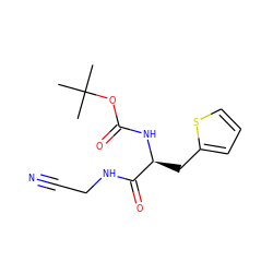 CC(C)(C)OC(=O)N[C@@H](Cc1cccs1)C(=O)NCC#N ZINC000013676562