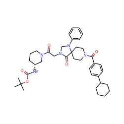 CC(C)(C)OC(=O)N[C@@H]1CCCN(C(=O)CN2CN(c3ccccc3)C3(CCN(C(=O)c4ccc(C5CCCCC5)cc4)CC3)C2=O)C1 ZINC000072115297