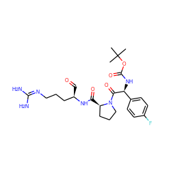 CC(C)(C)OC(=O)N[C@H](C(=O)N1CCC[C@H]1C(=O)N[C@H](C=O)CCCN=C(N)N)c1ccc(F)cc1 ZINC000013765406