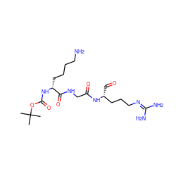 CC(C)(C)OC(=O)N[C@H](CCCCN)C(=O)NCC(=O)N[C@H](C=O)CCCN=C(N)N ZINC000096904403