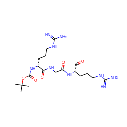 CC(C)(C)OC(=O)N[C@H](CCCNC(=N)N)C(=O)NCC(=O)N[C@H](C=O)CCCNC(=N)N ZINC000003929524