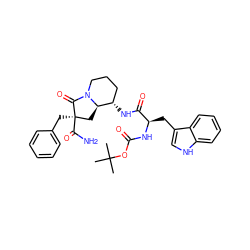 CC(C)(C)OC(=O)N[C@H](Cc1c[nH]c2ccccc12)C(=O)N[C@H]1CCCN2C(=O)[C@](Cc3ccccc3)(C(N)=O)C[C@H]12 ZINC000028102161