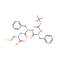 CC(C)(C)OC(=O)N[C@H](Cc1ccccc1)C(=O)N[C@@H](Cc1ccccc1)C(=O)N[C@@H](CCS)C(=O)O ZINC000027518619