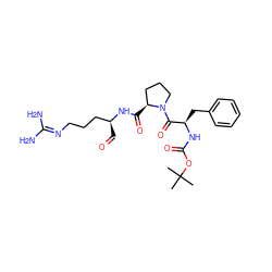 CC(C)(C)OC(=O)N[C@H](Cc1ccccc1)C(=O)N1CCC[C@@H]1C(=O)N[C@@H](C=O)CCCN=C(N)N ZINC000029243476