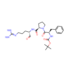 CC(C)(C)OC(=O)N[C@H](Cc1ccccc1)C(=O)N1CCC[C@@H]1C(=O)N[C@H](C=O)CCCN=C(N)N ZINC000029306748