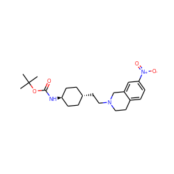 CC(C)(C)OC(=O)N[C@H]1CC[C@H](CCN2CCc3ccc([N+](=O)[O-])cc3C2)CC1 ZINC000253642427