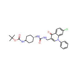 CC(C)(C)OC(=O)N[C@H]1CC[C@H](NC(=O)NCc2cn(-c3ccccc3)c3cc(Cl)ccc3c2=O)CC1 ZINC000169694286