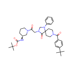 CC(C)(C)OC(=O)N[C@H]1CCCN(C(=O)CN2CN(c3ccccc3)C3(CCN(C(=O)c4ccc(C(C)(C)C)cc4)CC3)C2=O)C1 ZINC000066260086