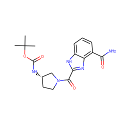 CC(C)(C)OC(=O)N[C@H]1CCN(C(=O)c2nc3c(C(N)=O)cccc3[nH]2)C1 ZINC001772603750