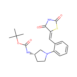 CC(C)(C)OC(=O)N[C@H]1CCN(c2ccccc2/C=C2\SC(=O)NC2=O)C1 ZINC000084668743